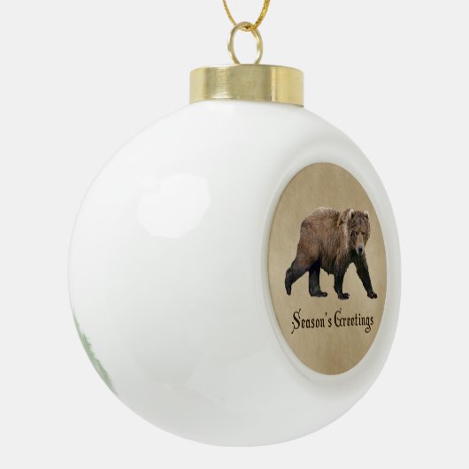 Kodiak-Beer Keramische Bal Ornament (Links)