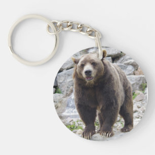 Kodiak-Beer op een rots Sleutelhanger