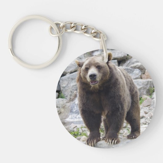 Kodiak-Beer op een rots Sleutelhanger (Voorkant)