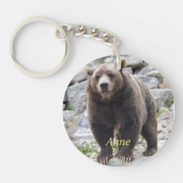 Kodiak-Beer op een rots Sleutelhanger