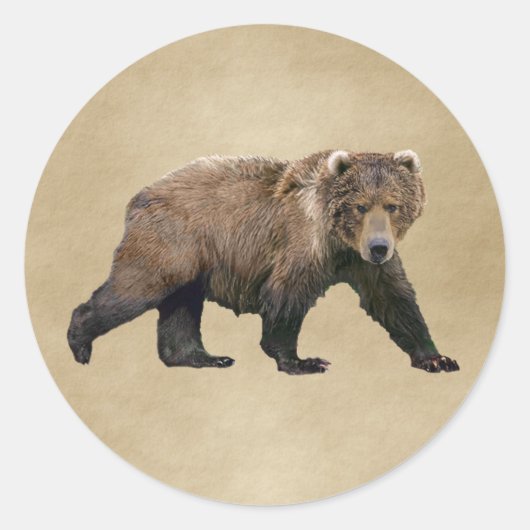 Kodiak-Beer Ronde Sticker (Voorkant)