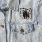 Kodiak-beer Vierkante Button 5,1 Cm (In situ)