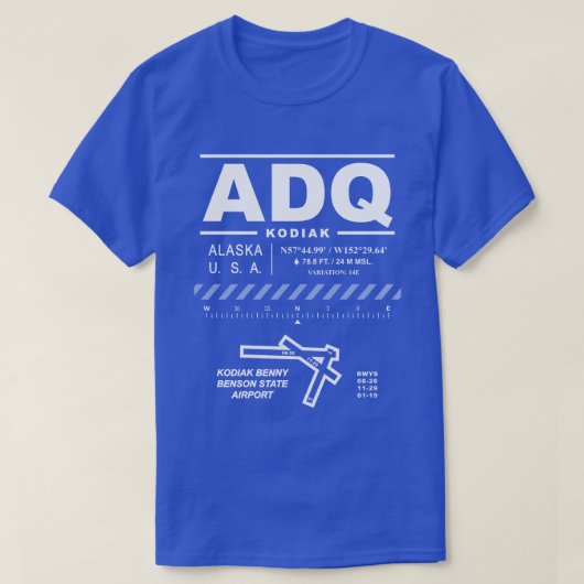 Kodiak Benny Benson State Airport ADQ T-shirt (Design voorkant)