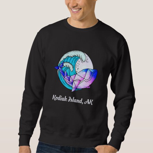 Kodiak Island Ak Japanse schilder Geometric Orca K Trui (Voorkant)