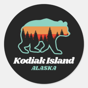 Kodiak Island Alaska Retro Beer Gift Ronde Sticker