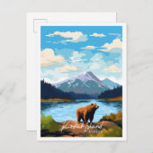 Kodiak Island Alaska vintage reisillustratie Briefkaart (Voorkant / Achterkant)