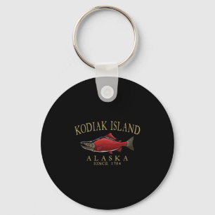 Kodiak Island Alaska Zalm Sinds 1784 Gebogen Tan Sleutelhanger
