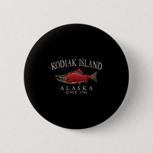 Kodiak Island Alaska Zalm Sinds 1784 Ivoor Wit Ronde Button 5,7 Cm