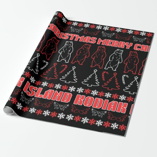 Kodiak Island Ugly Christmas Sweater Wrapping Pape Cadeaupapier (Uitgerold)