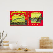 Kodiak Salmon Can LabelKodiak Island, AK Poster (Keuken)