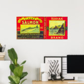 Kodiak Salmon Can LabelKodiak Island, AK Poster (Thuiskantoor)