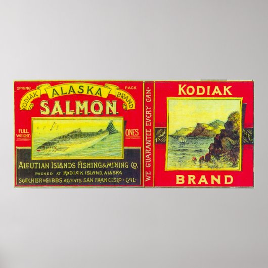 Kodiak Salmon Can LabelKodiak Island, AK Poster (Voorkant)