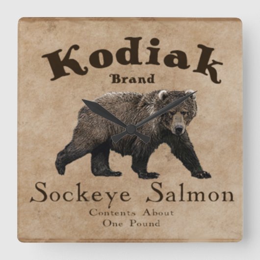  Kodiak Salmon Label (Beer) Vierkante Klok (Voorkant)