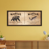 Kodiak Salmon Label Canvas Afdruk (Insitu (Woonkamer))