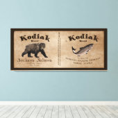 Kodiak Salmon Label Canvas Afdruk (Insitu (Houten vloer))