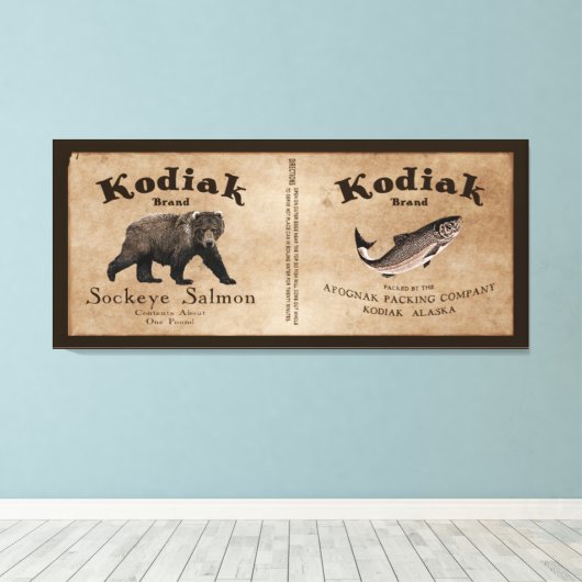  Kodiak Salmon Label Canvas Afdruk (Insitu (Houten vloer))