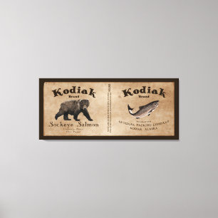 Kodiak Salmon Label Canvas Afdruk