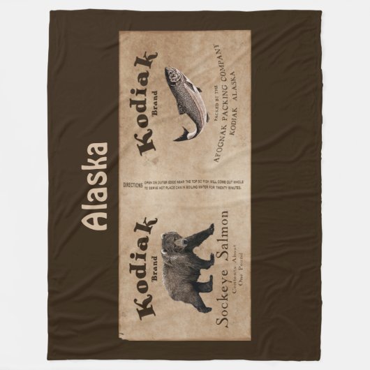 Kodiak Salmon Label Fleece Deken (Voorkant)