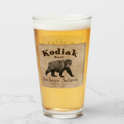 Kodiak Salmon Label Glas (Voorkant gevuld)