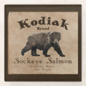  Kodiak Salmon Label Glazen Onderzetter (Voorkant)