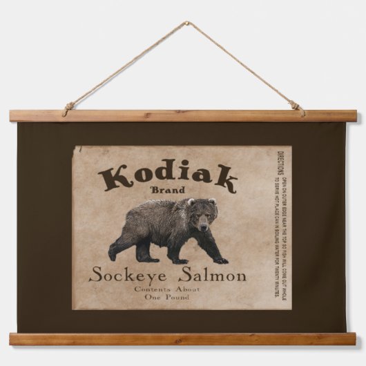 Kodiak Salmon Label Hanging Tapestry Hangend Wandkleed (Voorkant)