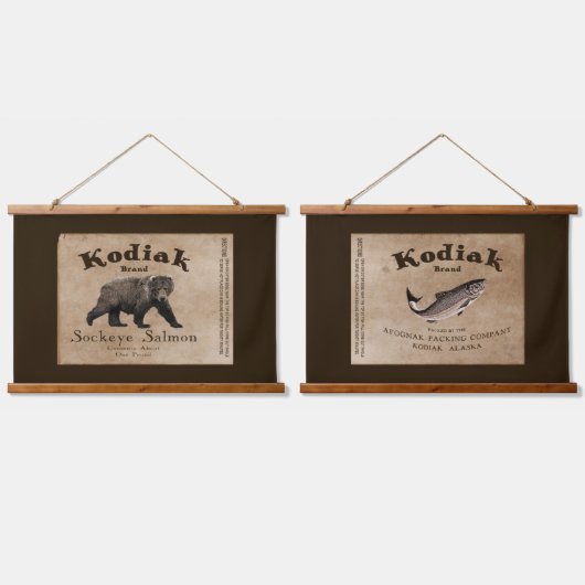  Kodiak Salmon Label Hanging Tapestry Hangend Wandkleed (Dubbel)