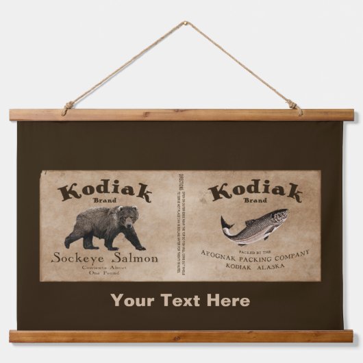 Kodiak Salmon Label Hanging Tapestry Hangend Wandkleed (Voorkant)