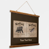 Kodiak Salmon Label Hanging Tapestry Hangend Wandkleed (Gebogen)