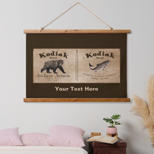 Kodiak Salmon Label Hanging Tapestry Hangend Wandkleed (Slaapkamer)