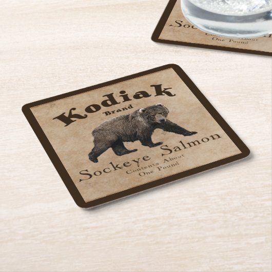 Kodiak Salmon Label Kartonnen Onderzetters (Schuin)