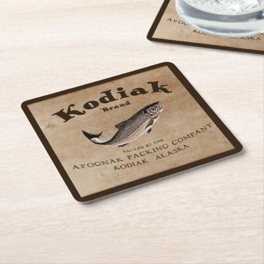  Kodiak Salmon Label Kartonnen Onderzetters (Schuin)