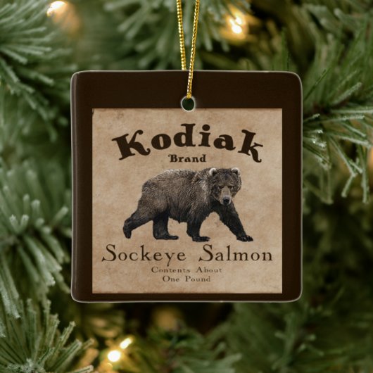  Kodiak Salmon Label Keramisch Ornament (Boom)
