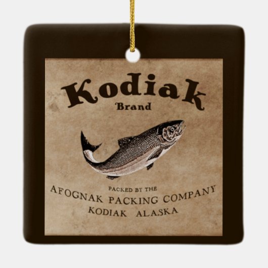  Kodiak Salmon Label Keramisch Ornament (Achterkant)