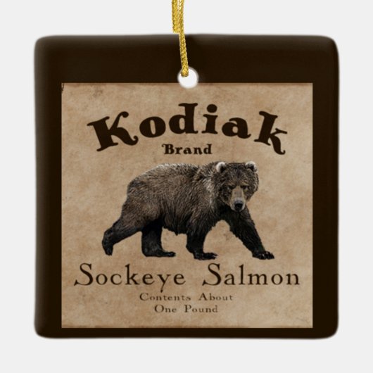 Kodiak Salmon Label Keramisch Ornament (Voorkant)