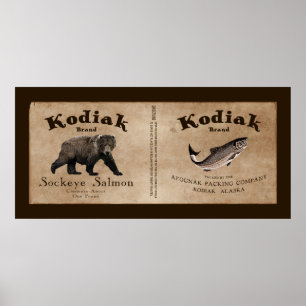 Kodiak Salmon Label Poster