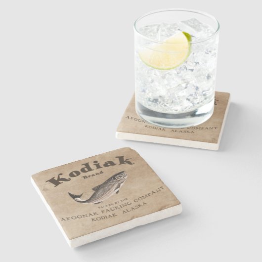  Kodiak Salmon Label Stenen Onderzetter (Zijkant)