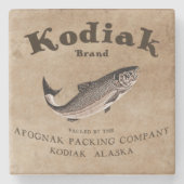  Kodiak Salmon Label Stenen Onderzetter (Voorkant)