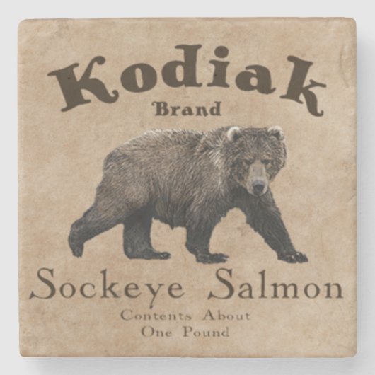  Kodiak Salmon Label Stenen Onderzetter (Voorkant)