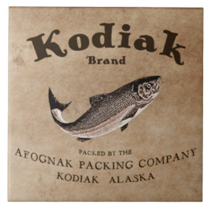  Kodiak Salmon Label Tegeltje