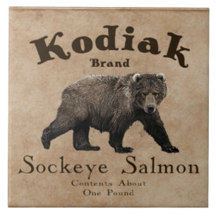  Kodiak Salmon Label Tegeltje