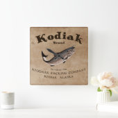 Kodiak Salmon Label (vis) Vierkante Klok (Huis)