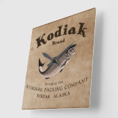 Kodiak Salmon Label (vis) Vierkante Klok (Hoek)