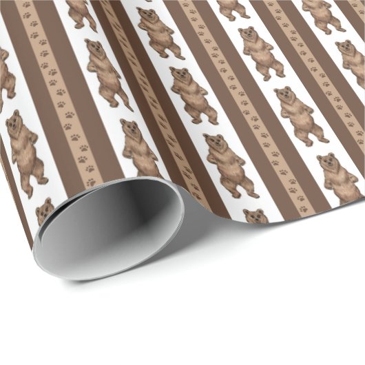 Kodiakbeer Streep Cadeaupapier (Rol Hoek)