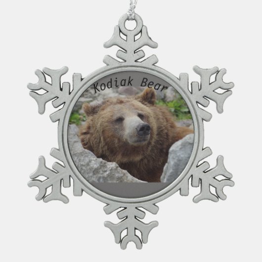 Kodiakbeer Tin Sneeuwvlok Ornament (Voorkant)