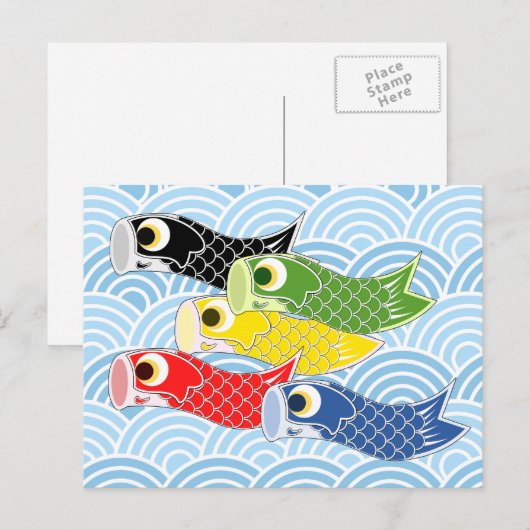 Kodomo-no-hi Carp Streamers Briefkaart (Voorkant / Achterkant)