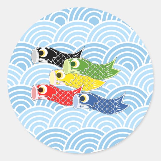 Kodomo-no-hi Carp Streamers Ronde Sticker (Voorkant)