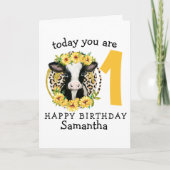 Koe 1e gelukkige verjaardagskaart kaart (Voorkant)