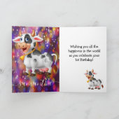 Koe 1e verjaardag Kaart (Binnen)