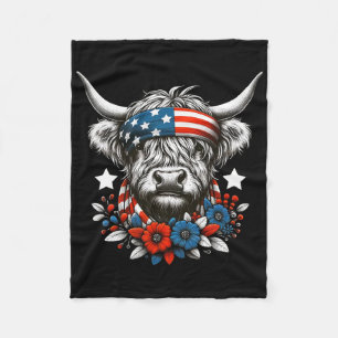 Koe 4 juli Amerikaanse vlag Onafhankelijkheidsdag Fleece Deken