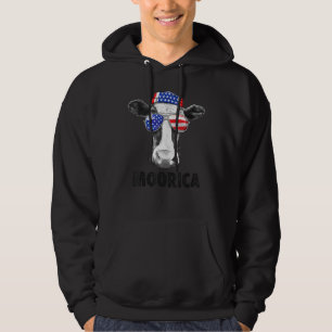 Koe 4 juli Moorica Merica Mannen Amerikaanse vlag Hoodie